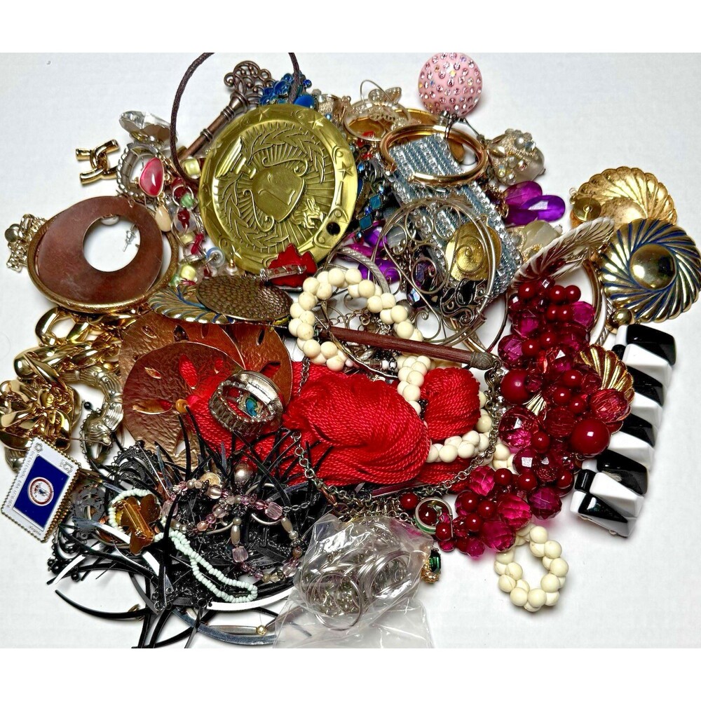 Broken Craft Jewelry Lot Repurpose Rhinestone Mixed Harvest 2+ Lbs